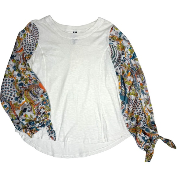 Anthropologie Mixed Media Blouse Jersey Size Small - Picture 2 of 5
